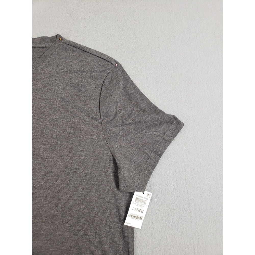 Alfant Men Henley Shirts L Gray Short Sleeve Pullover Stretched Logo Casual - Picture 2 of 16